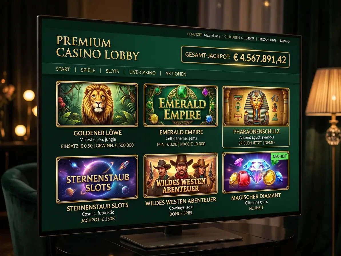 Startseite von Diamond mit Spielen und Aktionen